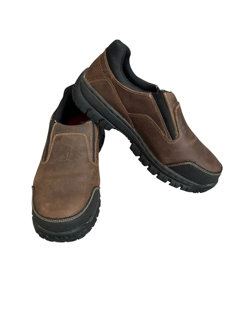 Skechers steel toe  Brown Slip-On Shoes size 9.5
